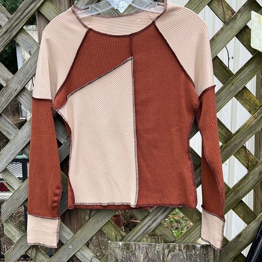 Women's Spring Autumn Slim T-Shirt, Fashion Round Neck Long sleeve Patchwork